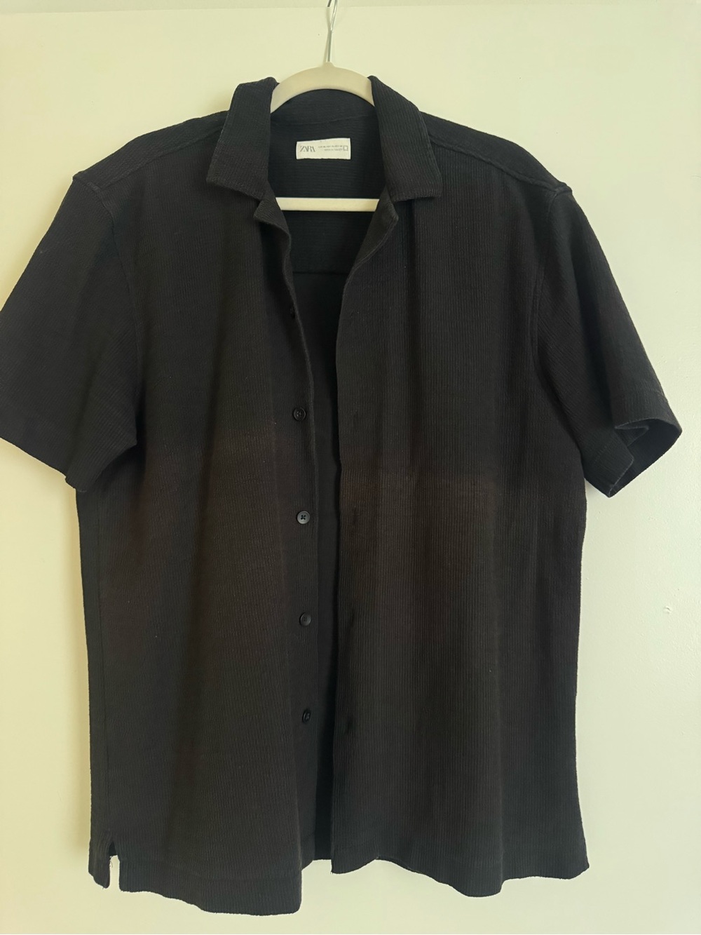 Men's ZARA Black Short-Sleeve Button Shirt